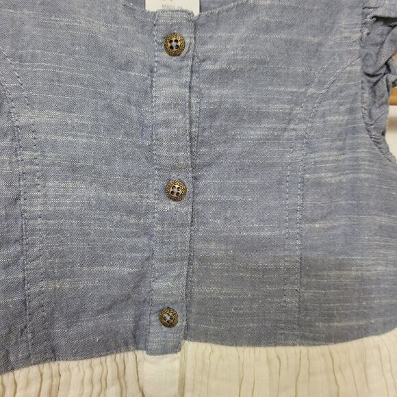 Tahari Girls Chambray Button Front Dress Size 4T Ruffled Sleeves - Picture 5 of 10